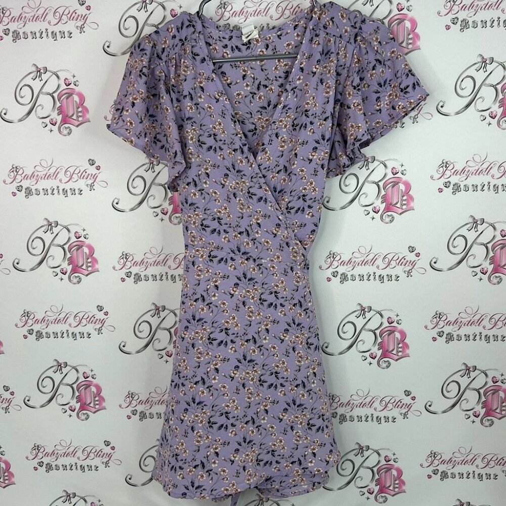 Twik Simons dress flowers purple lilac  Lavender Floral Mini Dress